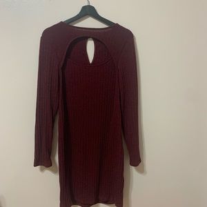 Ribbed Burgundy Bodycon dress
